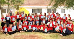 School leavers at Barton Hill Academy pictured with their Dictionaries For Life.
